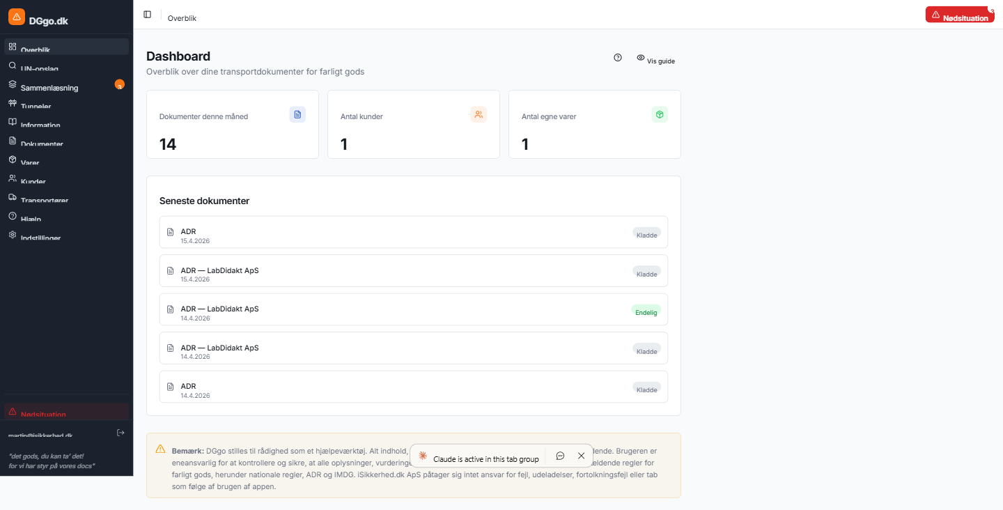 DGgo dashboard med overblik